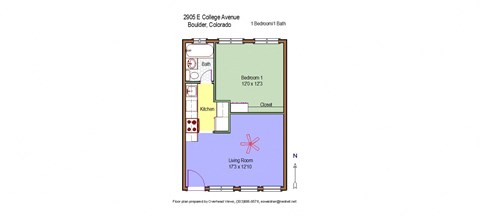 One Bed One Bath Floor Plan